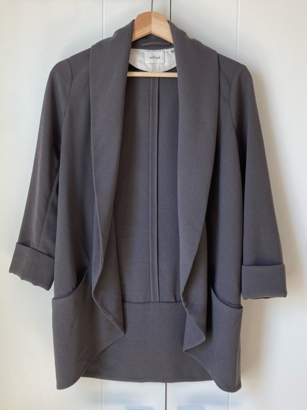 Wilfred Chevalier Charcoal Open-front Blazer Size 4